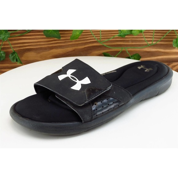 Under Armour Size 9 M Black Slide Synthetic Men Shoes‎ - Picture 1 of 7